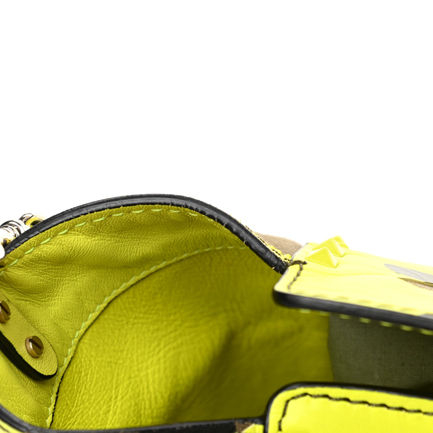 Valentino Garavani Nappa Canvas Camouflage Medium Rockstud Tote Green Fluo Yellow 14 of 16