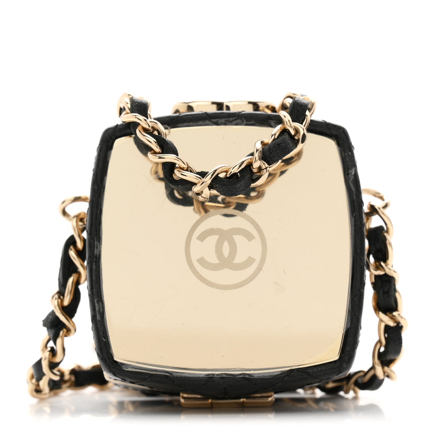Lambskin Quilted Small Beauty Box Clutch With Chain Black