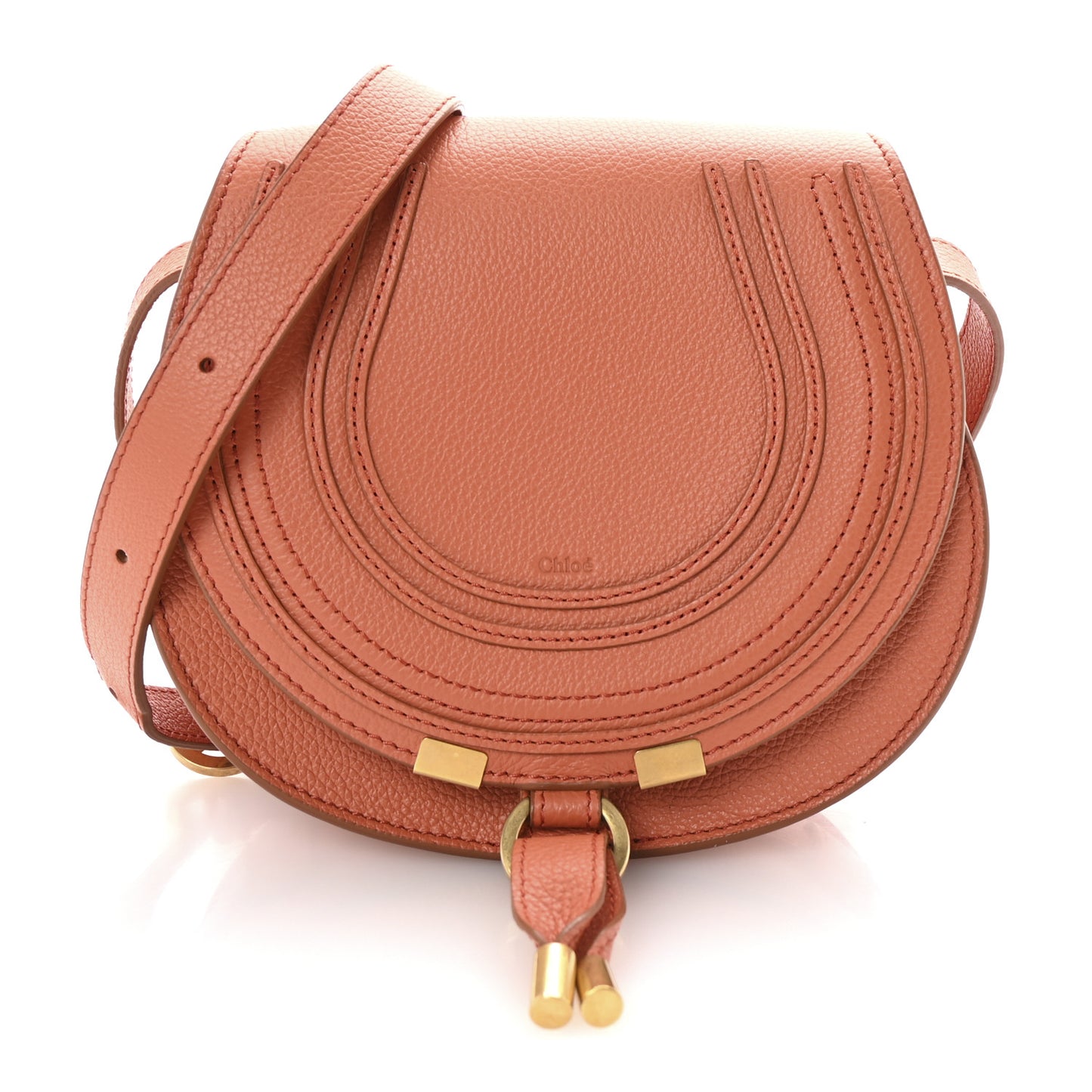 Grained Calfskin Small Marcie Saddle Bag Orange