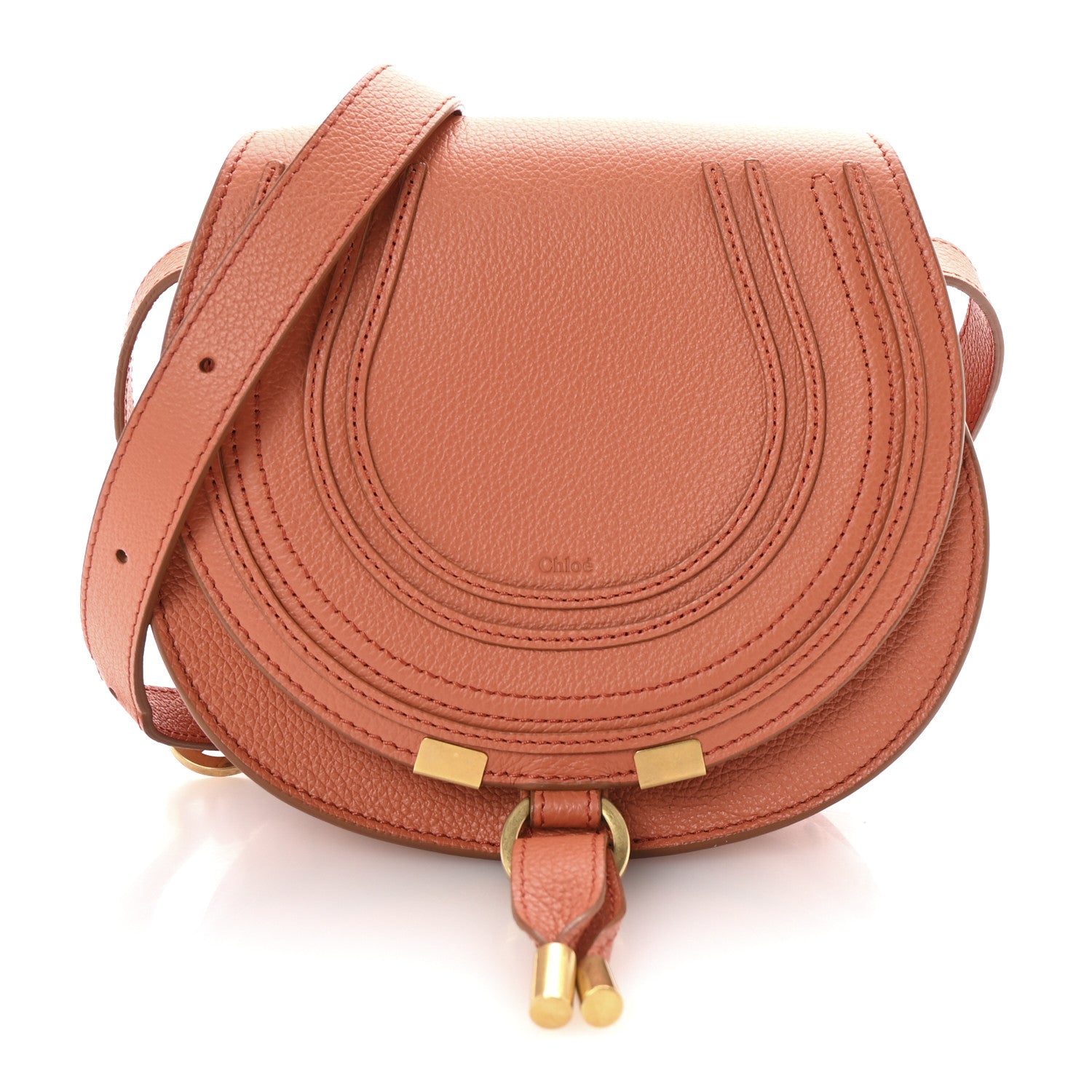 Chloe Grained Calfskin Small Marcie Saddle Bag Orange 1 of 10