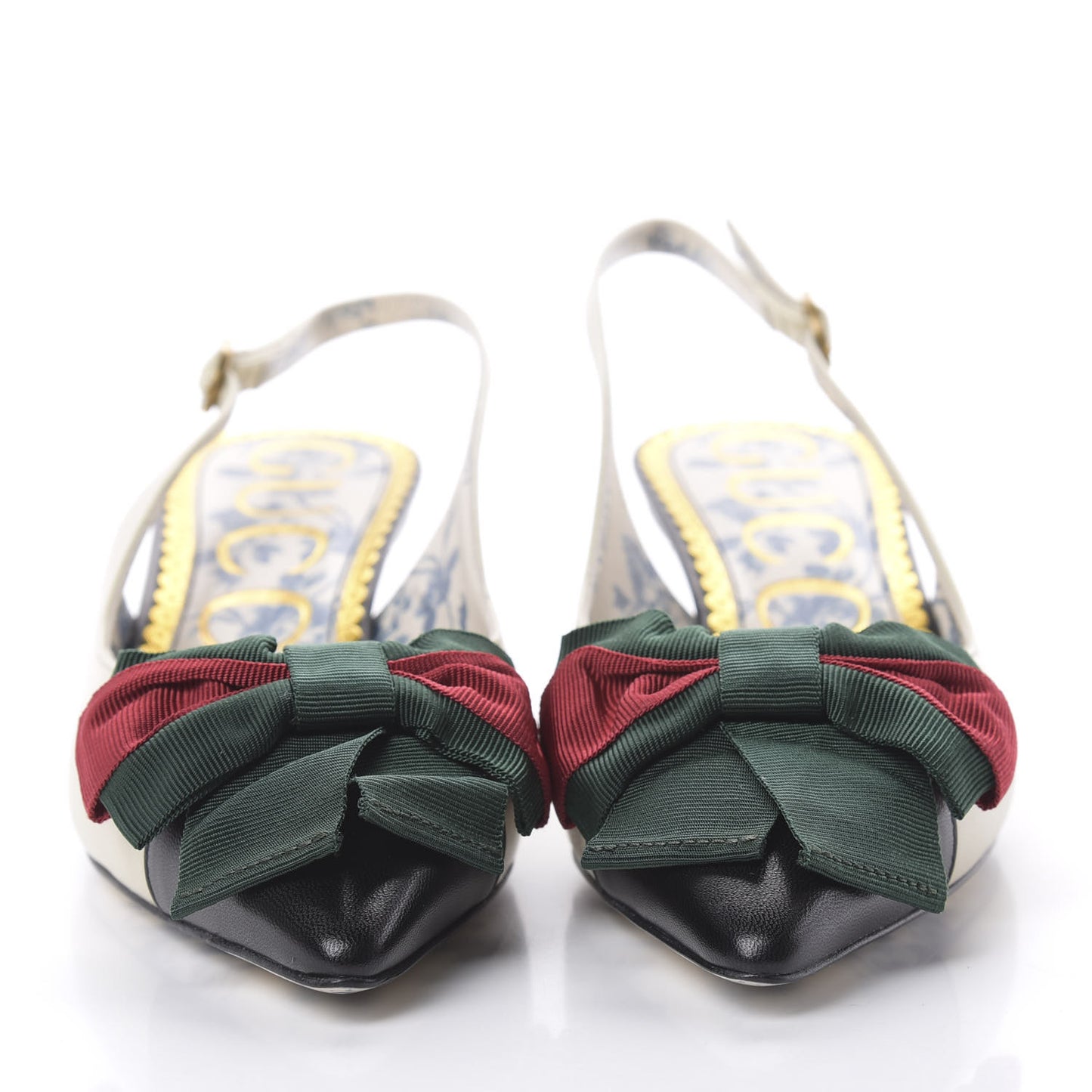 Malaga Kid Web Bow Jane Low Heel Slingback Pumps 35.5 Off White