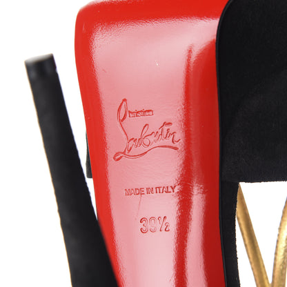 Christian Louboutin Suede Nappa Laminato Glennalta 150 Pumps 39.5 Black Gold 8 of 9
