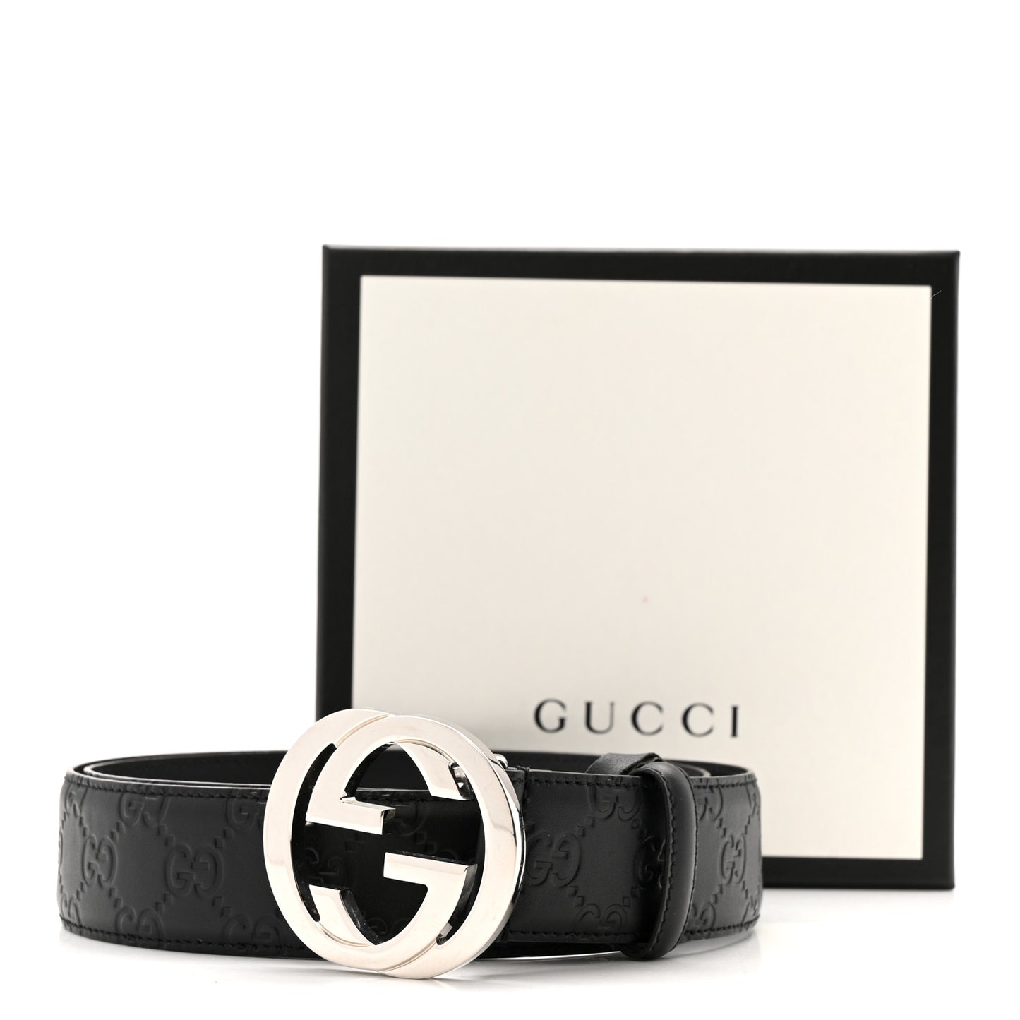 Guccissima Signature Interlocking G 40mm Belt 95 38 Black