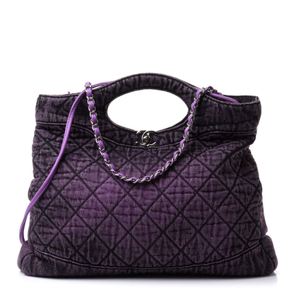 Chanel Denim Quilted Large 31 Denimpression Shopping Bag Purple Black 1 of 10