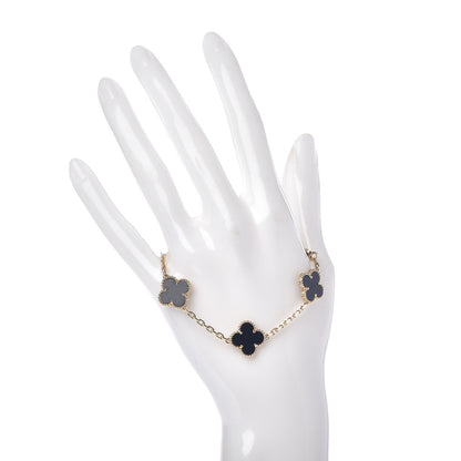 Van Cleef & Arpels 18K Yellow Gold Black Onyx 5 Motifs Vintage Alhambra Bracelet 2 of 5