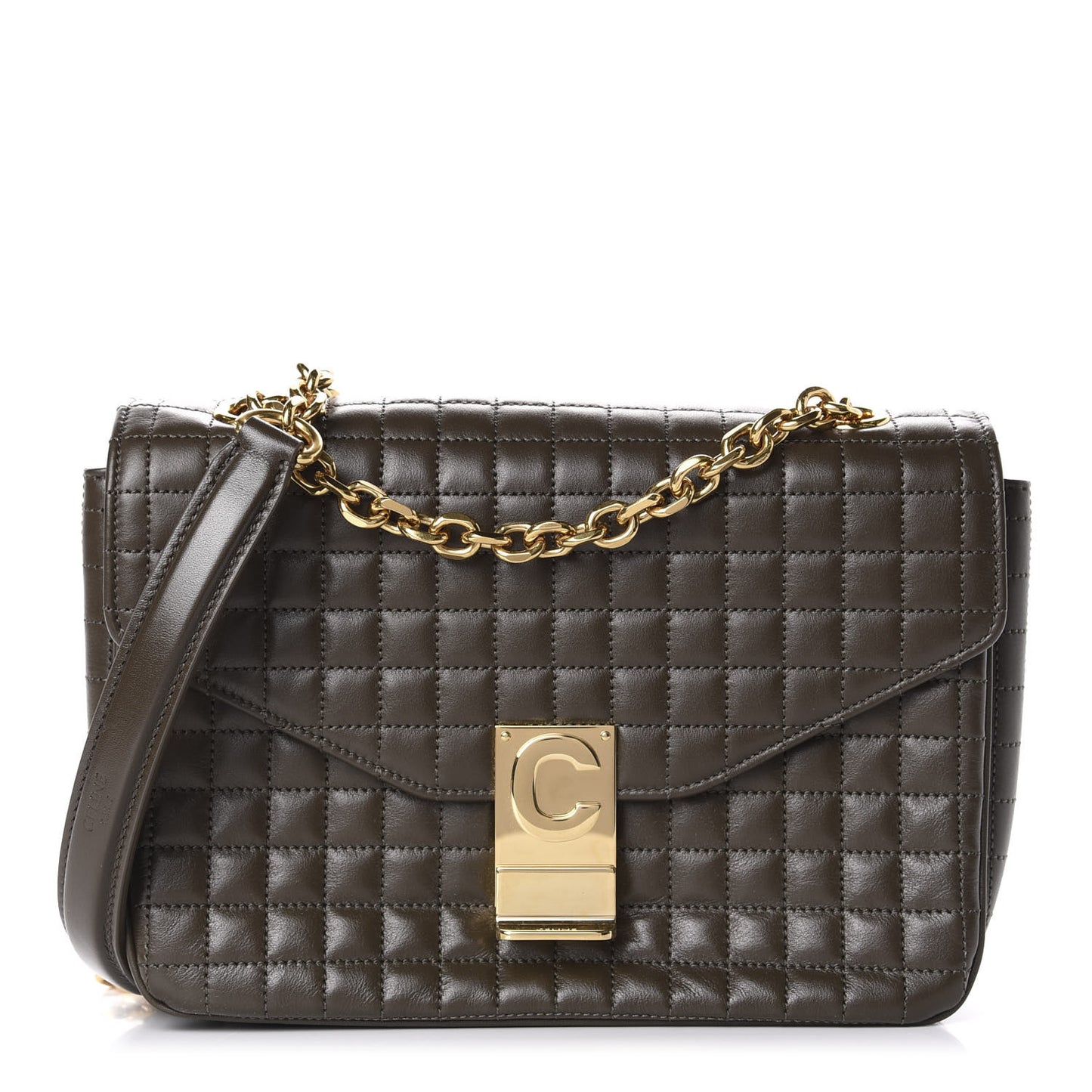 Calfskin Quilted Medium C Bag Khaki
