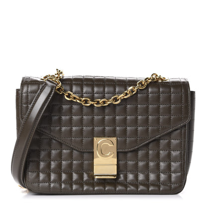 Celine Calfskin Quilted Medium C Bag Khaki 1 of 10