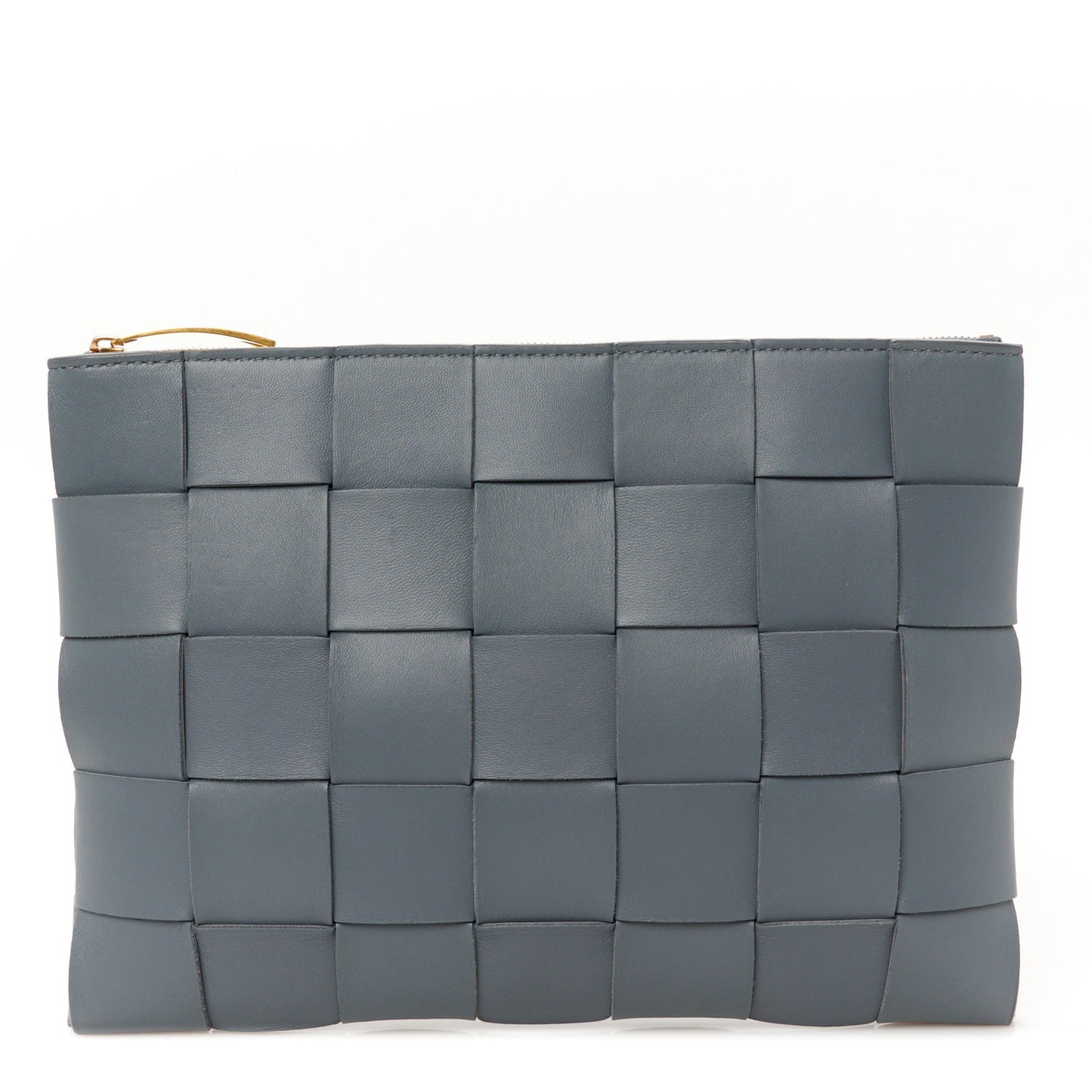 Nappa Maxi Intrecciato Cassette Flat Zip Medium Pouch Thunder