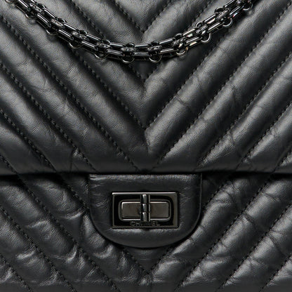 Chanel Aged Calfskin Chevron Quilted 2.55 Reissue 226 Flap So Black 8 of 11