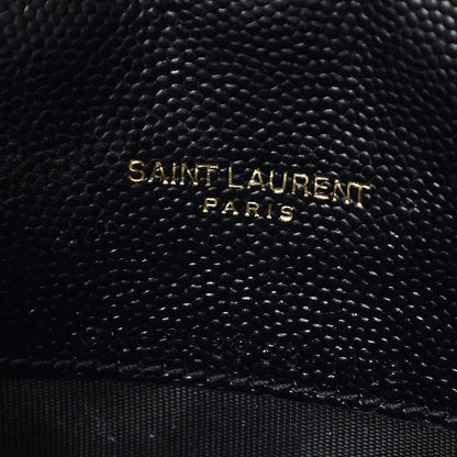 Saint Laurent Grain De Poudre Matelasse Chevron Monogram Envelope Chain Wallet Black 9 of 10