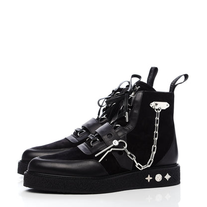 Louis Vuitton Calfskin Suede Mens Creeper Ankle Boots 9.5 Black 3 of 8