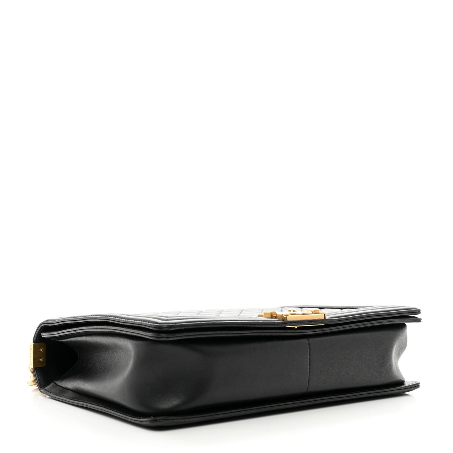 Calfskin Quilted Large Boy Flap Black