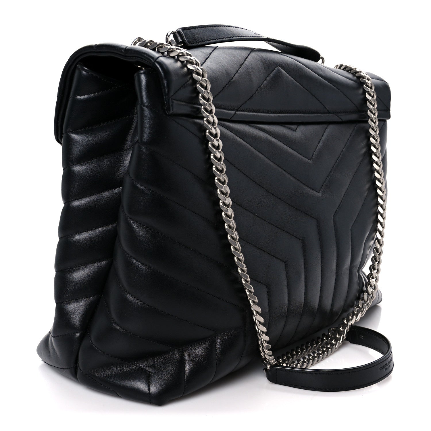 Saint Laurent Calfskin Y Quilted Monogram Large Loulou Chain Satchel Black 3 of 11