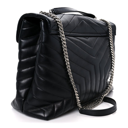 Saint Laurent Calfskin Y Quilted Monogram Large Loulou Chain Satchel Black 3 of 11