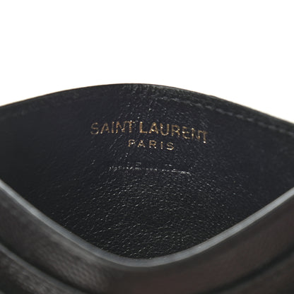 Saint Laurent Grain De Poudre Matelasse Chevron Monogram Credit Card Case Black 6 of 7
