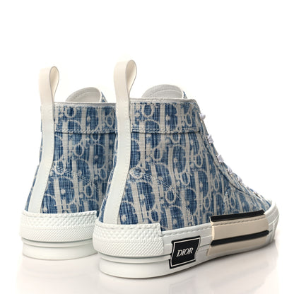 Christian Dior Denim Jacquard Oblique Kasuri B23 High Top Sneakers 42 Blue White 4 of 9