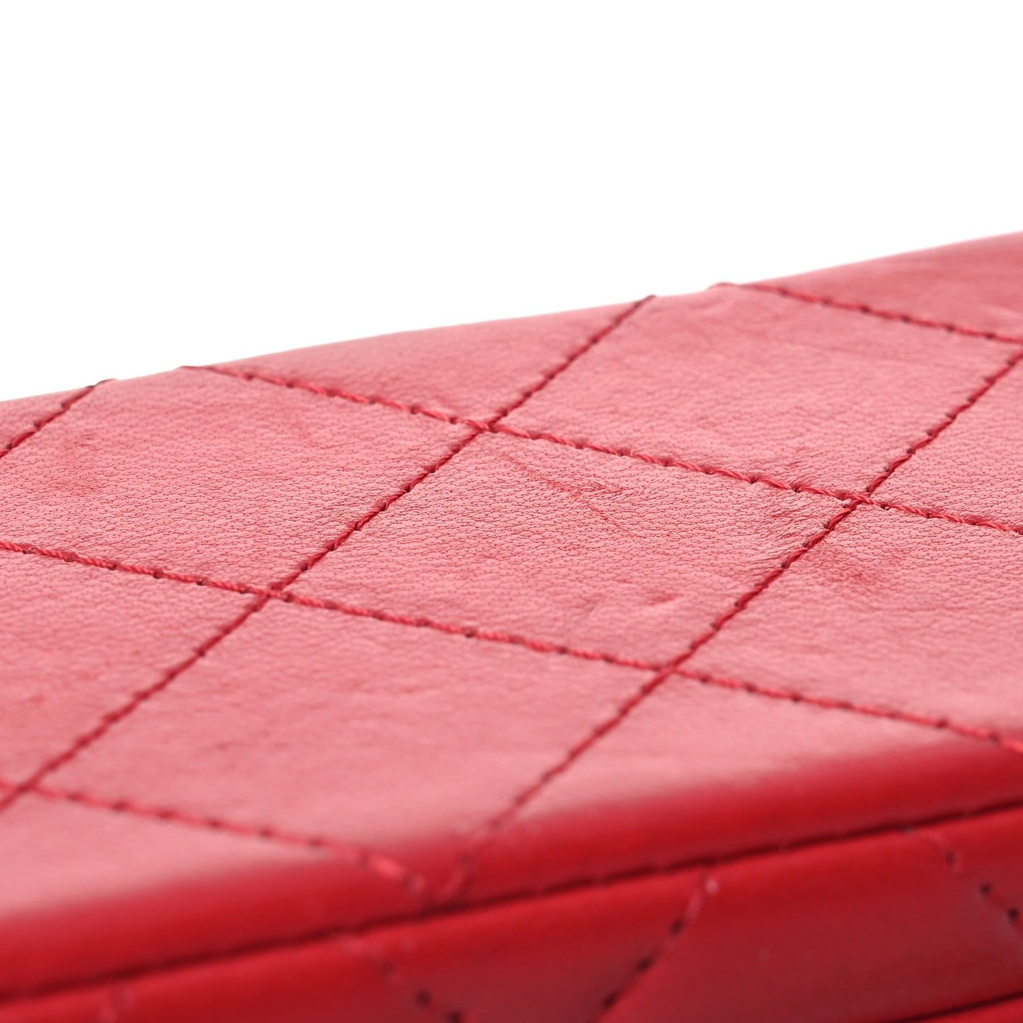 Lambskin Quilted Mini Top Handle Rectangular Flap Red