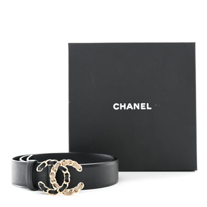 Chanel Calfskin CC Chain Belt 80 32 Black Gold 9 of 9