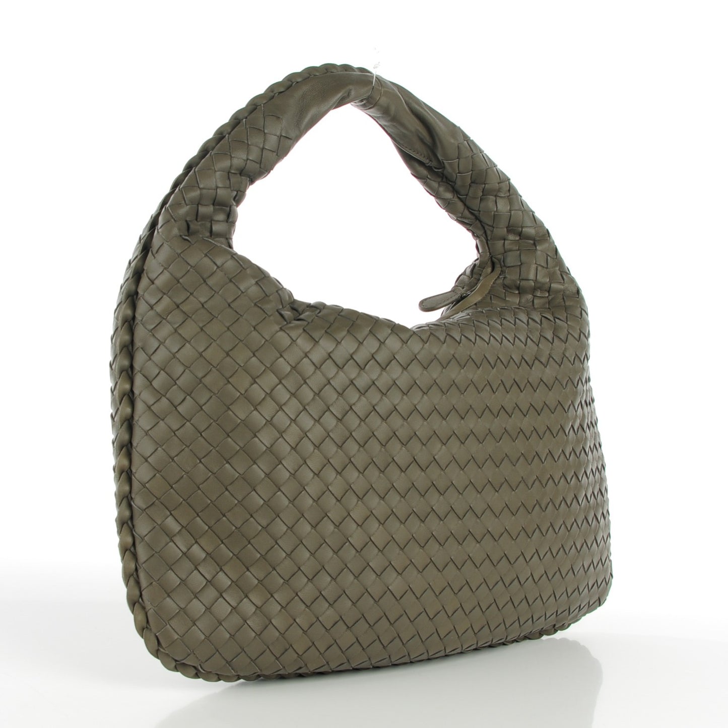 Nappa Intrecciato Medium Veneta Hobo Kaki Fondente