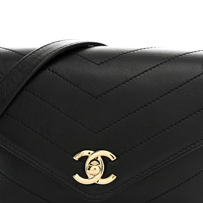 Chanel Calfskin Chevron Stitched Coco Waist Bag Black 8 of 10