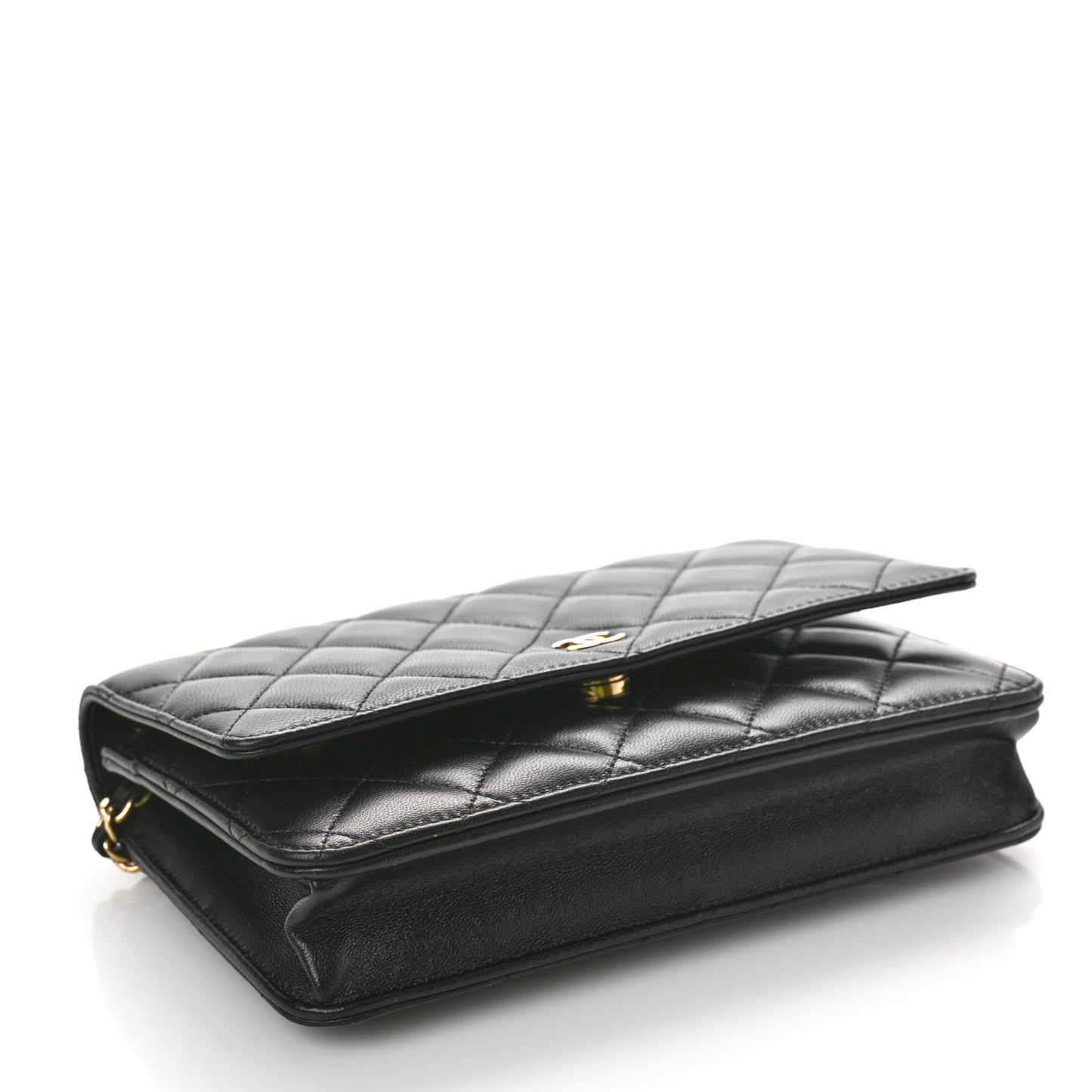 Lambskin Quilted Wallet On Chain WOC Black