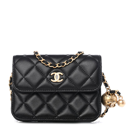 Chanel Lambskin Quilted Pearl Crush Clutch With Chain Black 1 of 4
