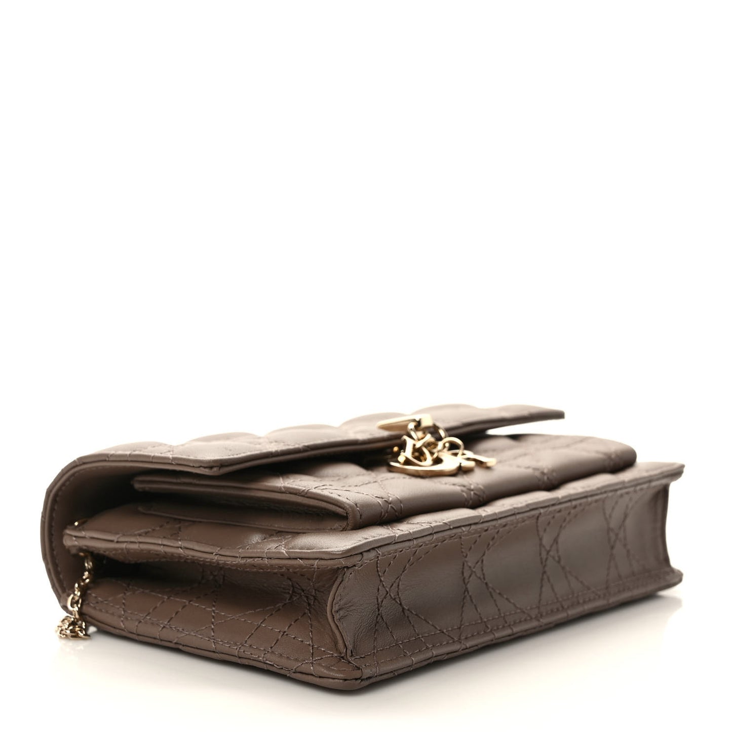 Lambskin Chain Lady Dior Chain Pouch Warm Taupe