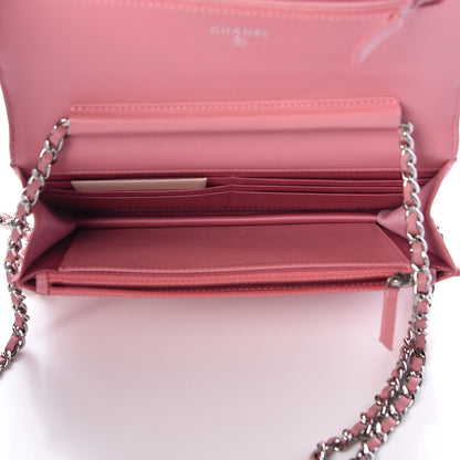 Chanel Lambskin Camellia Embossed Wallet On Chain WOC Pink 5 of 16