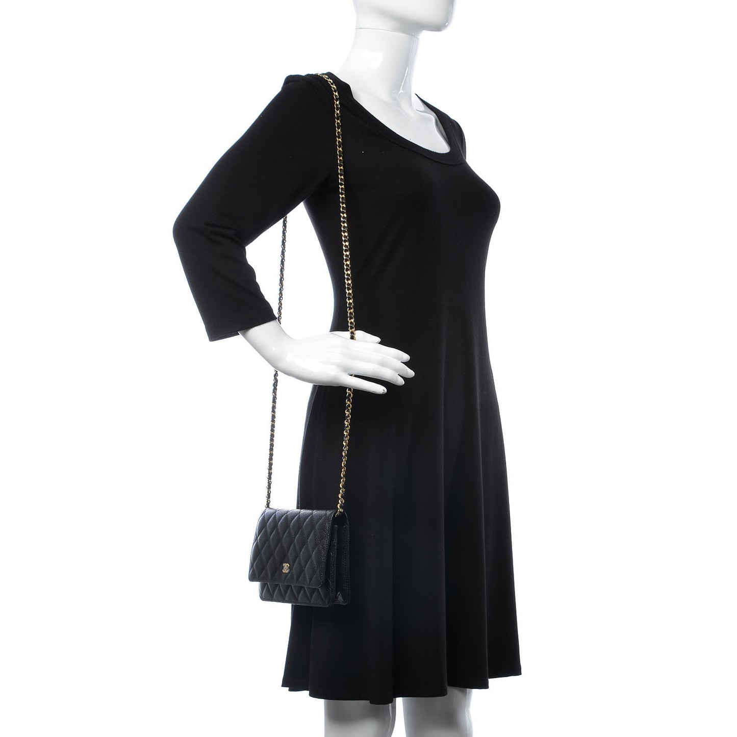 Caviar Quilted Wallet On Chain WOC Black