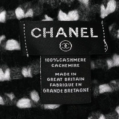 Chanel Cashmere CC Beanie Hat Black White Grey 5 of 6