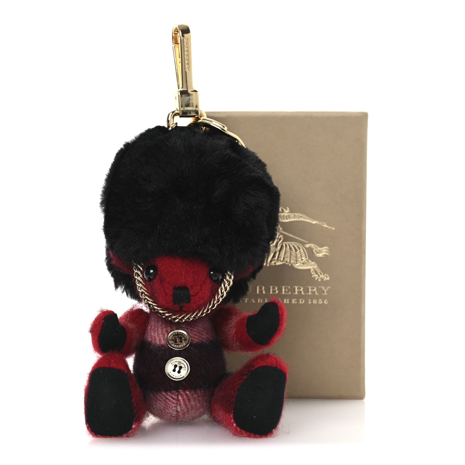 Burberry Cashmere Check Busby Thomas Bear Keychain Charm Parade Red 4 of 4