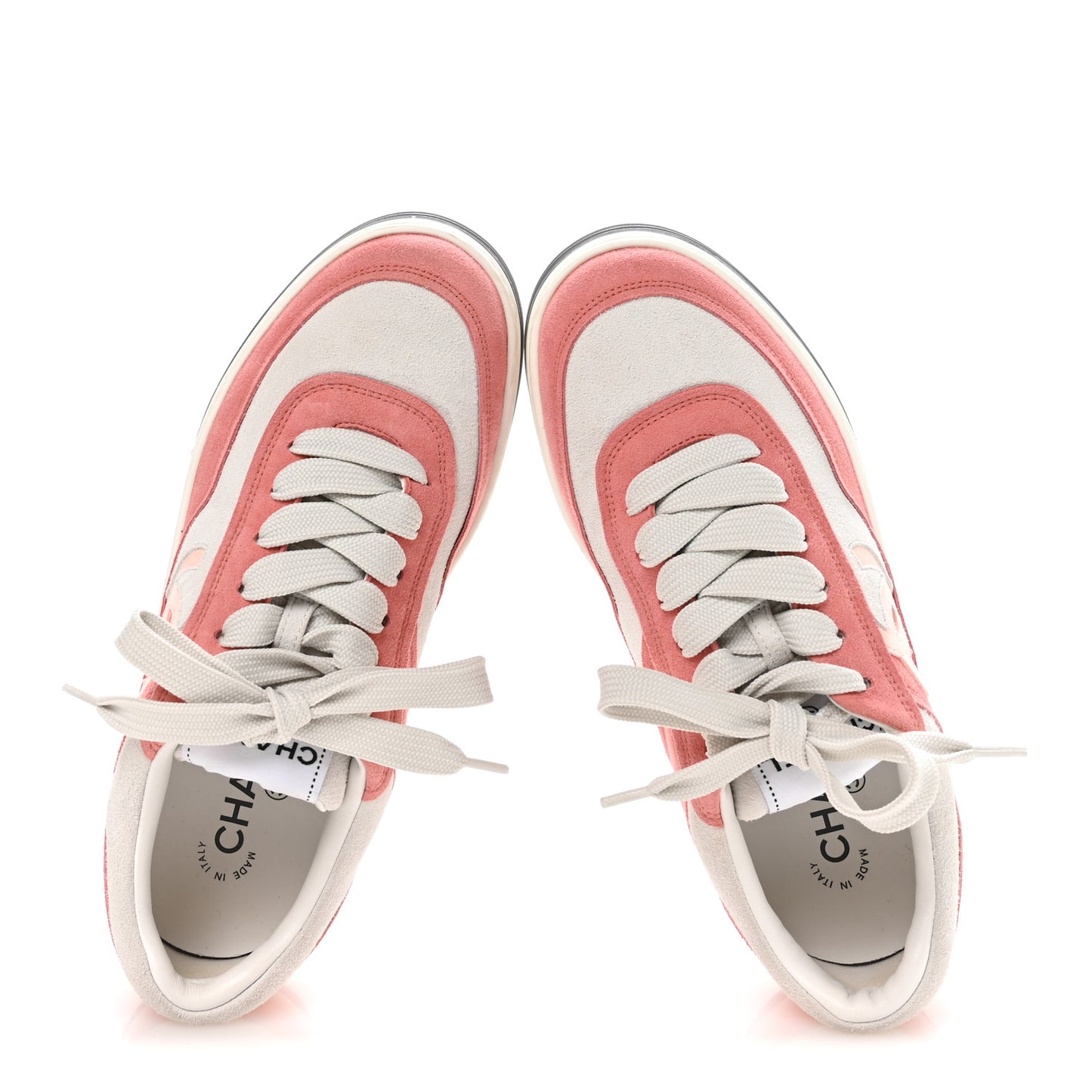 Suede Kidskin Womens CC Sneakers 38.5 White Pink