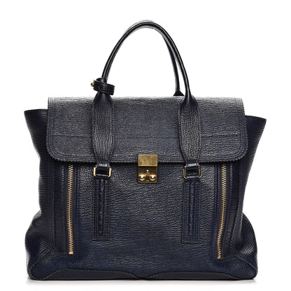 3.1 Phillip Lim 3.1 Textured Calfskin Large Pashli Satchel Ink 1 of 15