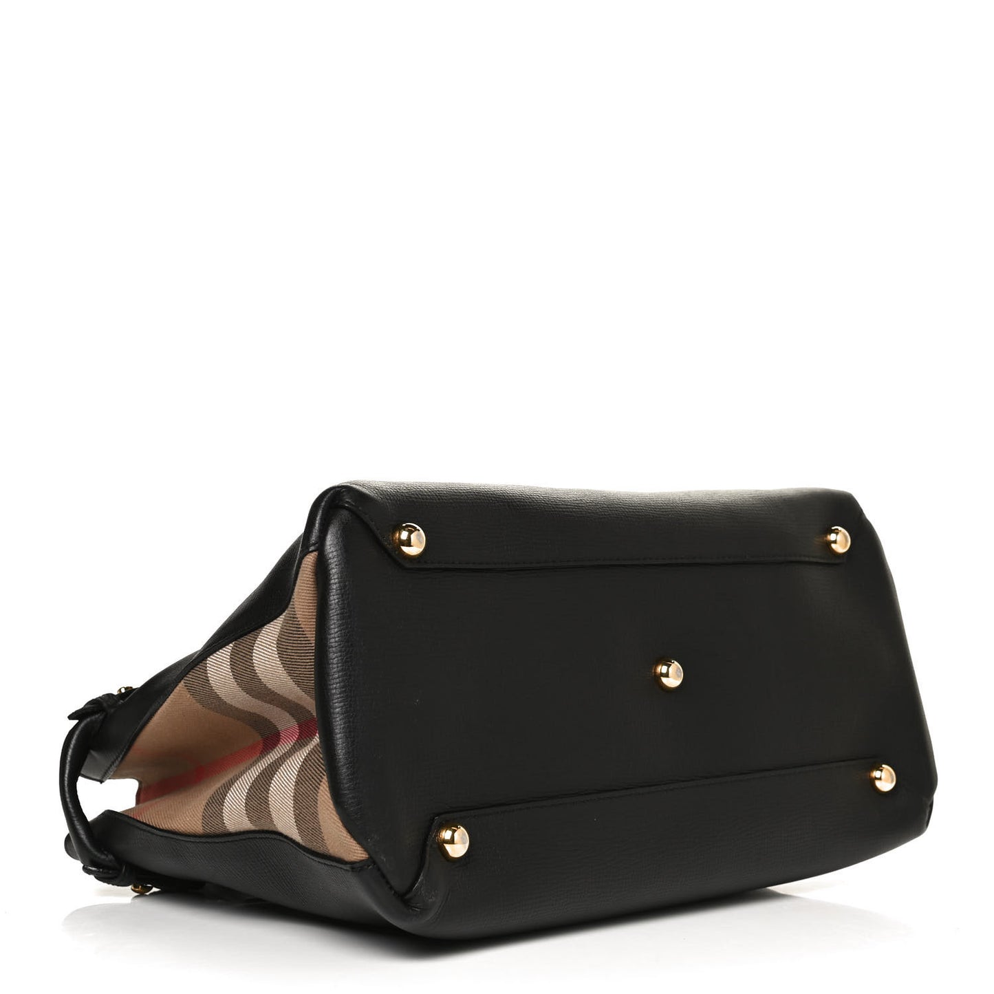 Grainy Calfskin House Check Medium Banner Tote Black