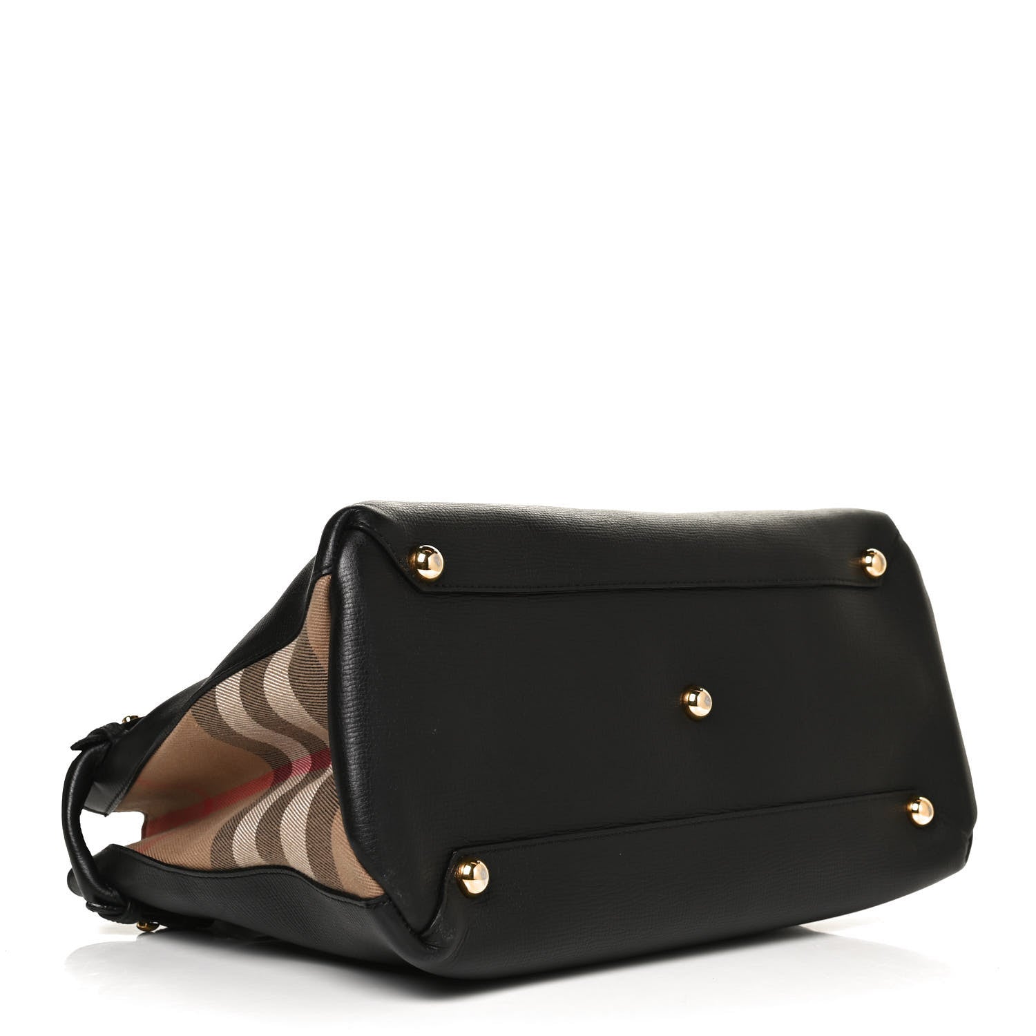 Burberry Grainy Calfskin House Check Medium Banner Tote Black 4 of 11
