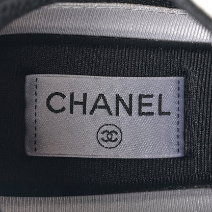 Chanel Mesh Suede Calfskin Grained Calfskin Womens CC Sneakers 40.5 White Black 7 of 11