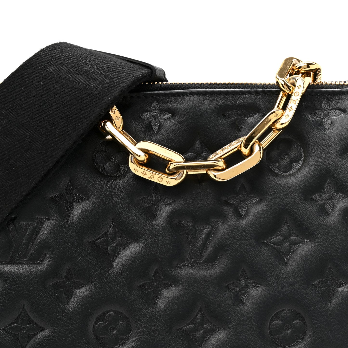 Lambskin Embossed Monogram Coussin PM Black