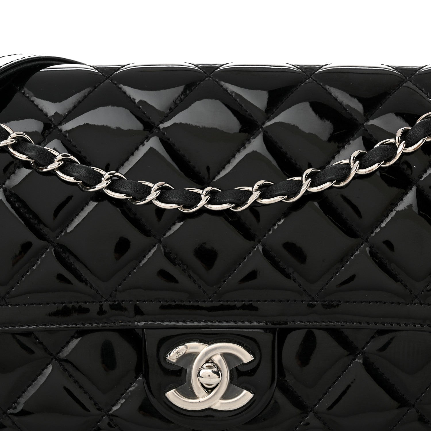 Chanel Patent Quilted Large Coco Shine Flap Black 8 of 13