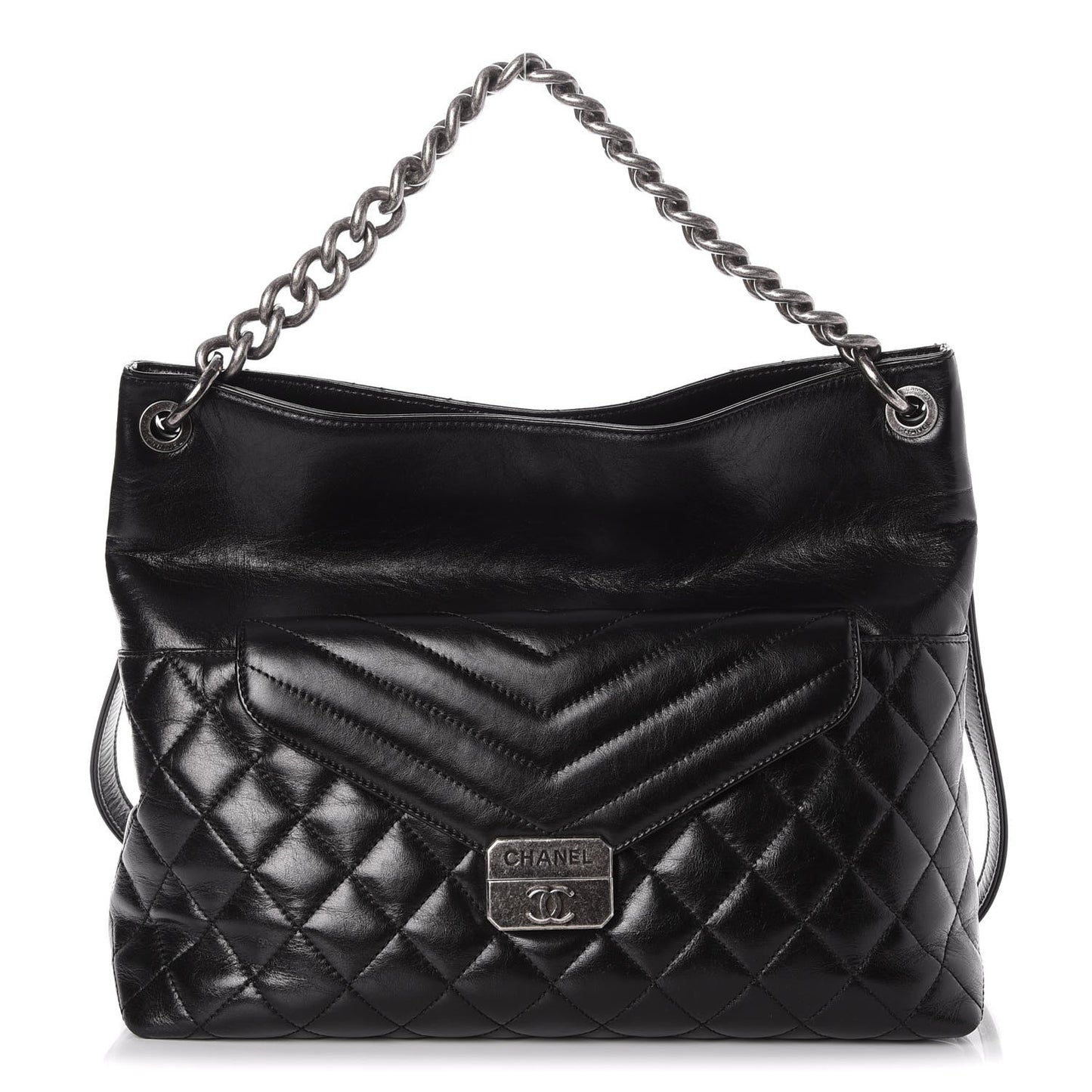 Aged Calfskin Quilted Mad About Quilting Hobo Black