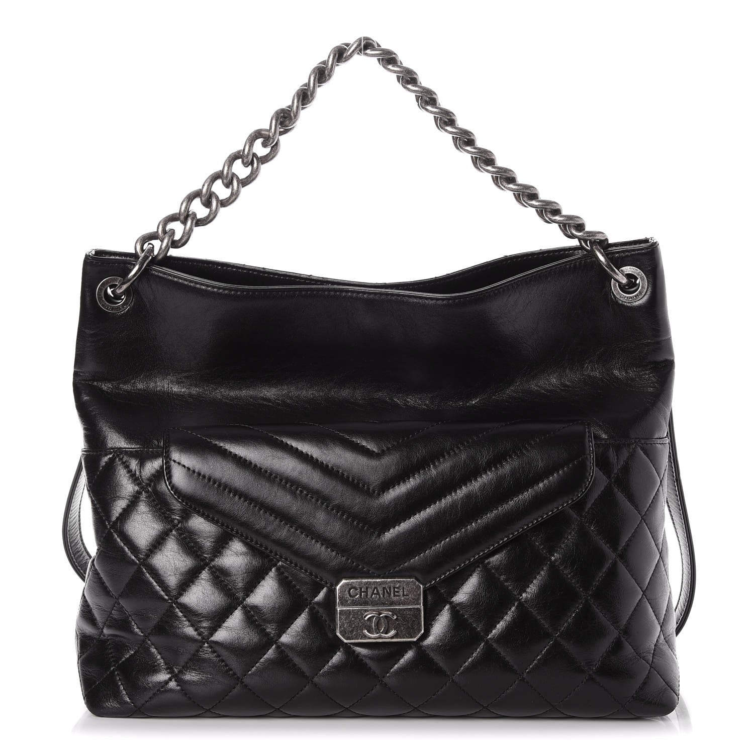 Chanel Aged Calfskin Quilted Mad About Quilting Hobo Black 1 of 9