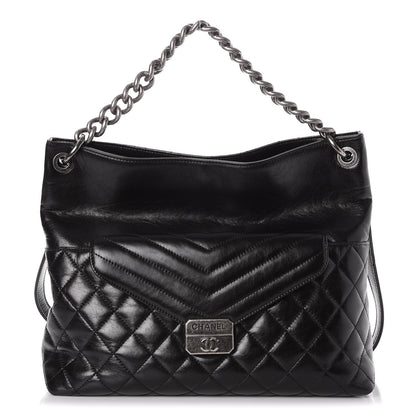 Chanel Aged Calfskin Quilted Mad About Quilting Hobo Black 1 of 9