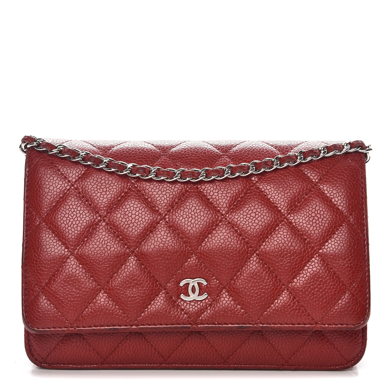 Chanel Caviar Quilted Wallet on Chain WOC Red 1 of 14