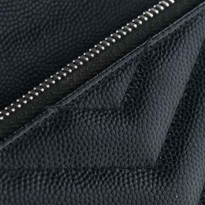 Saint Laurent Grain De Poudre Matelasse Chevron Monogram Envelope Chain Wallet Black 10 of 12