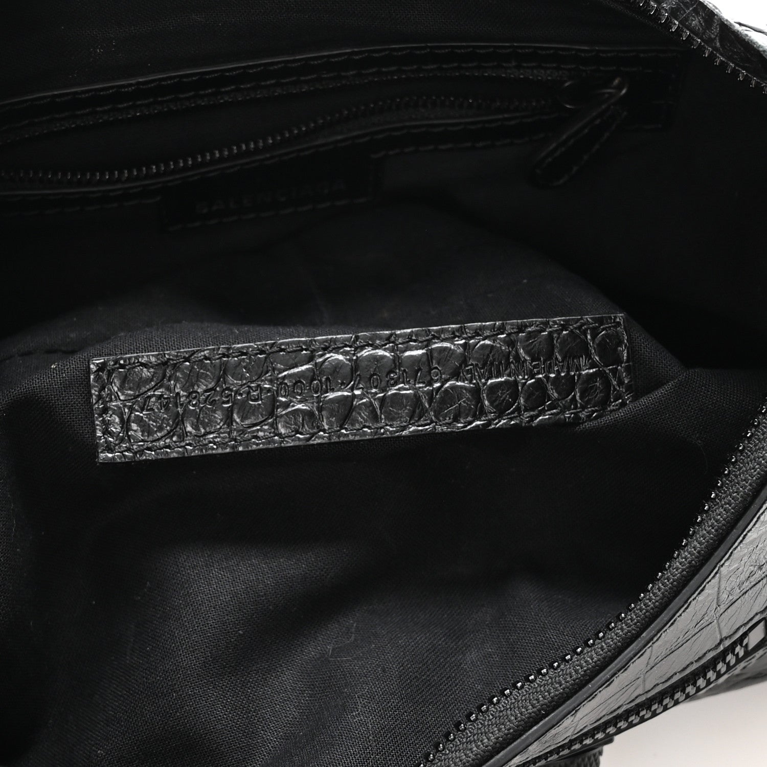 Balenciaga Extra Supple Calfskin Crocodile Embossed Monochrome Small Le Cagole Shoulder Bag Black 8 of 11