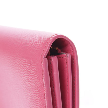 Saint Laurent Patent Grain de Poudre Classic Large Letters Flap Wallet Bubblegum 8 of 10