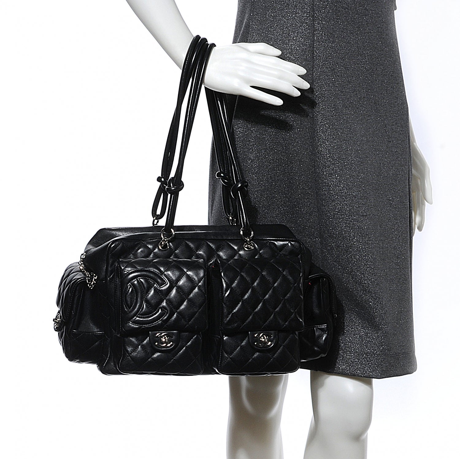 Chanel Calfskin Quilted Large Cambon Multipocket Reporter Black 2 of 8