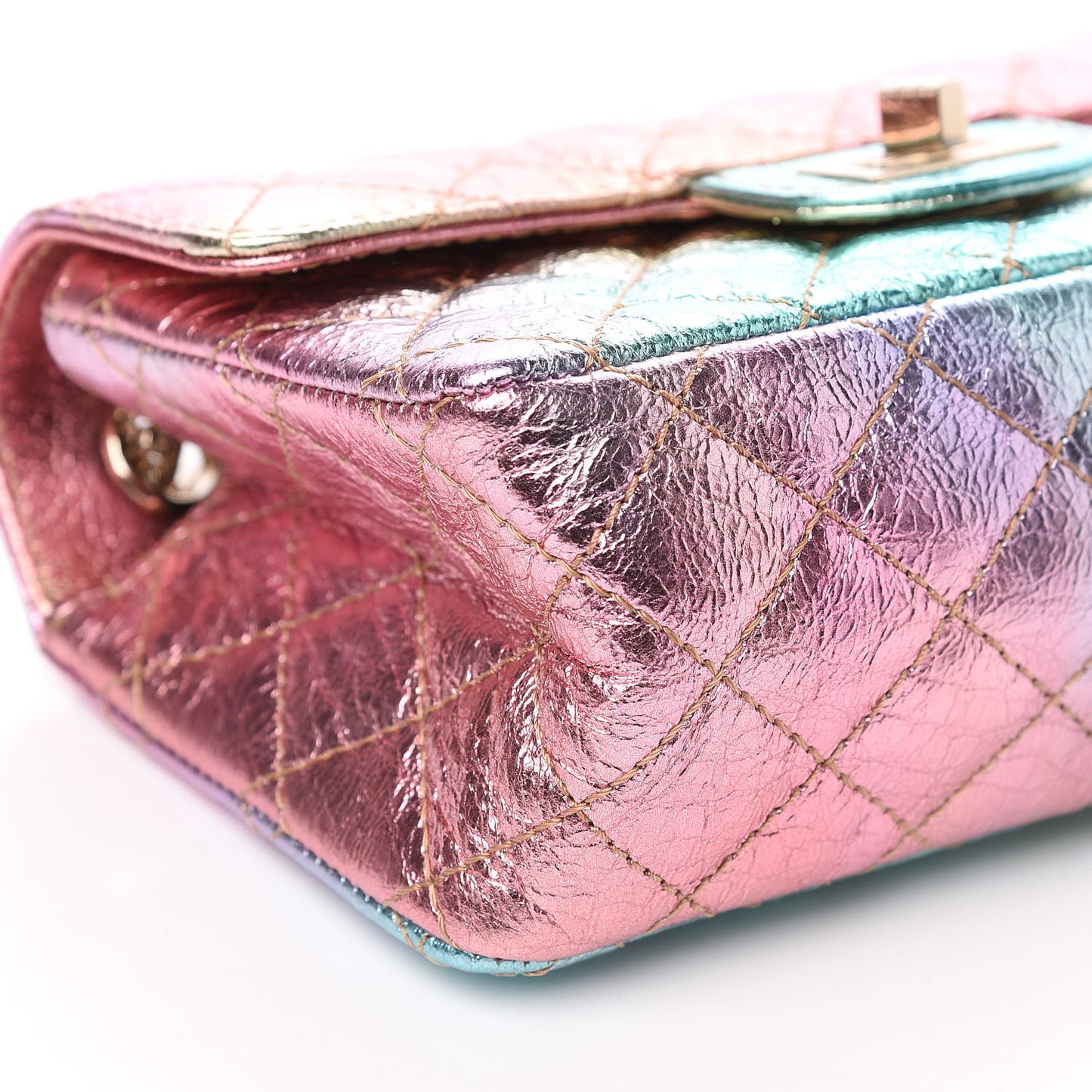 Metallic Goatskin Quilted Mini 2.55 Reissue Flap Multicolor