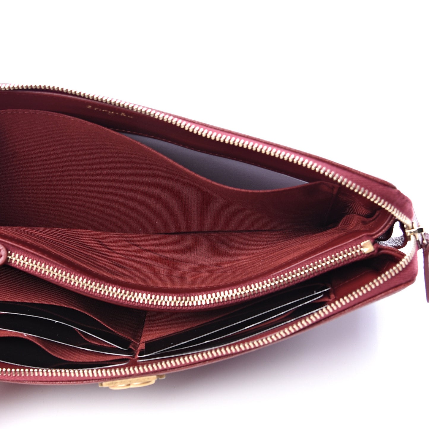 Caviar Quilted Small Zipped Boy Pouch Burgundy