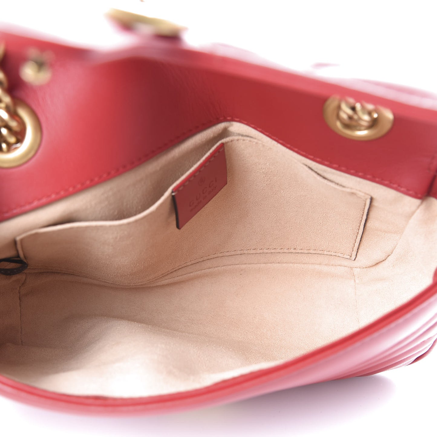 Calfskin Matelasse Mini GG Marmont Shoulder Bag Hibiscus Red