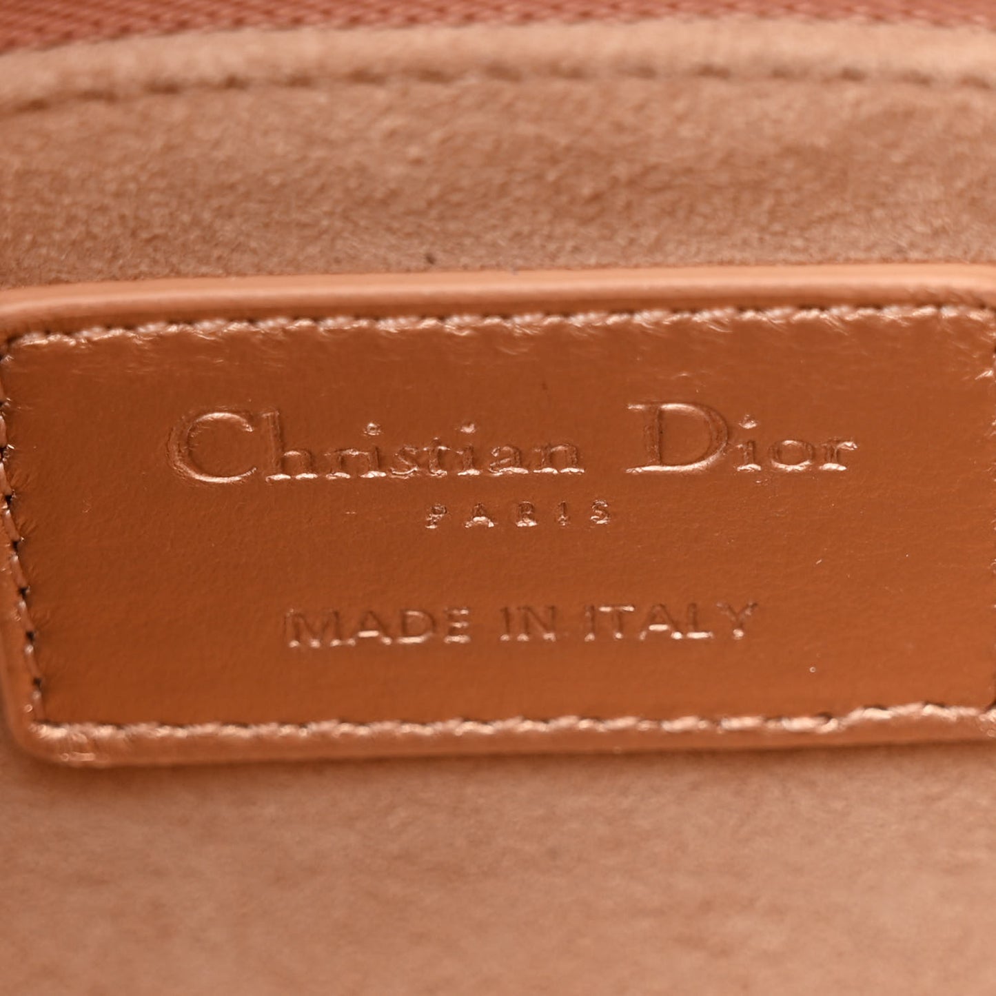 Metallic Lambskin Cannage Mini Lady Dior Gold Rose